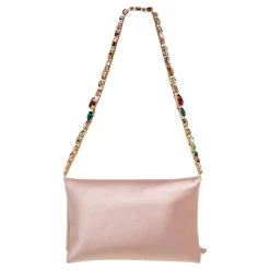 Oscar De La Renta Beige Satin Bow Flap Crystal Embellished Strap Clutch For Women -Oscar de la Renta Sales Shop luxury women oscar de la rentaslug used handbags p575481 010