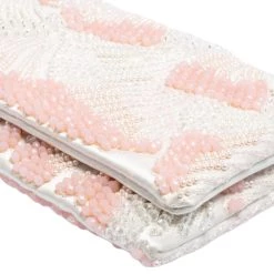 Oscar De La Renta White Satin Beaded Clutch For Women -Oscar de la Renta Sales Shop luxury women oscar de la rentaslug used handbags p575545 003