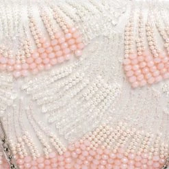 Oscar De La Renta White Satin Beaded Clutch For Women -Oscar de la Renta Sales Shop luxury women oscar de la rentaslug used handbags p575545 011