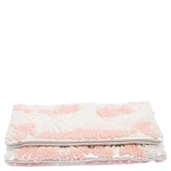 Oscar De La Renta White Satin Beaded Clutch For Women -Oscar de la Renta Sales Shop luxury women oscar de la rentaslug used handbags p575545 013