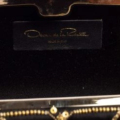 Oscar De La Renta Black Satin Sequin Embellished Chain Clutch For Women -Oscar de la Renta Sales Shop luxury women oscar de la rentaslug used handbags p575761 011