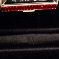 Oscar De La Renta Black Satin Sequin Embellished Chain Clutch For Women -Oscar de la Renta Sales Shop luxury women oscar de la rentaslug used handbags p575761 012