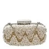 Oscar De La Renta White Satin Embellished Crown Goa Clutch For Women -Oscar de la Renta Sales Shop luxury women oscar de la rentaslug used handbags p582837 007