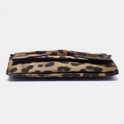 Oscar De La Renta Brown/Black Satin Leopard Print Bow Clutch For Women -Oscar de la Renta Sales Shop luxury women oscar de la rentaslug used handbags p641511 001