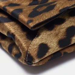 Oscar De La Renta Brown/Black Satin Leopard Print Bow Clutch For Women -Oscar de la Renta Sales Shop luxury women oscar de la rentaslug used handbags p641511 002