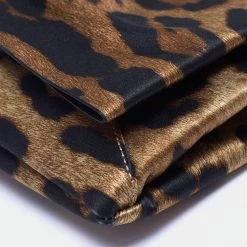 Oscar De La Renta Brown/Black Satin Leopard Print Bow Clutch For Women -Oscar de la Renta Sales Shop luxury women oscar de la rentaslug used handbags p641511 003
