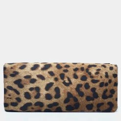 Oscar De La Renta Brown/Black Satin Leopard Print Bow Clutch For Women -Oscar de la Renta Sales Shop luxury women oscar de la rentaslug used handbags p641511 006