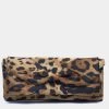 Oscar De La Renta Brown/Black Satin Leopard Print Bow Clutch For Women -Oscar de la Renta Sales Shop luxury women oscar de la rentaslug used handbags p641511 010