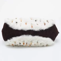 Oscar De La Renta White/Brown Fur And Suede Embellished Satchel For Women -Oscar de la Renta Sales Shop luxury women oscar de la rentaslug used handbags p669732 011
