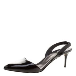 Oscar De La Renta Black Patent Leather Samie Slingback Sandals Size 39 For Women