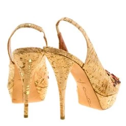 Oscar De La Renta Light Brown Leather Embellished Slingback Platform Sandals Size 38 For Women -Oscar de la Renta Sales Shop luxury women oscar de la rentaslug used shoes p128848 0005