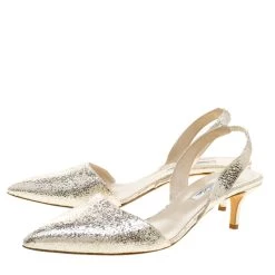 Oscar De La Renta Metallic Silver Crackled Leather Samie Slingback Sandals Size 40.5 For Women -Oscar de la Renta Sales Shop luxury women oscar de la rentaslug used shoes p136722 0004