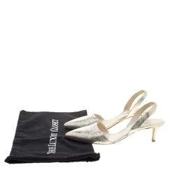 Oscar De La Renta Metallic Silver Crackled Leather Samie Slingback Sandals Size 40.5 For Women -Oscar de la Renta Sales Shop luxury women oscar de la rentaslug used shoes p136722 0008