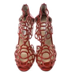 Oscar De La Renta Orange Leather Gladia Cutout Sandals Size 41.5 For Women -Oscar de la Renta Sales Shop luxury women oscar de la rentaslug used shoes p146774 0003