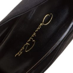 Oscar De La Renta Black Satin Kincy Embellished Heel Pumps Size 38.5 For Women -Oscar de la Renta Sales Shop luxury women oscar de la rentaslug used shoes p152338 0007