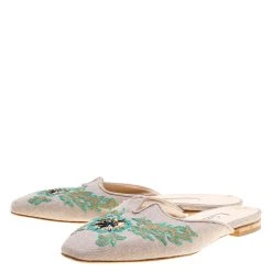 Oscar De La Renta Multicolor Canvas Embroidered Spanish Flat Mules Size 38 For Women -Oscar de la Renta Sales Shop luxury women oscar de la rentaslug used shoes p155188 0004