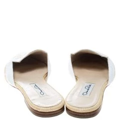 Oscar De La Renta Two Tone Raffia Flat Spanish Mules Size 38 For Women -Oscar de la Renta Sales Shop luxury women oscar de la rentaslug used shoes p168602 005