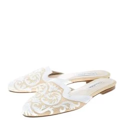 Oscar De La Renta Two Tone Raffia Flat Spanish Mules Size 38 For Women -Oscar de la Renta Sales Shop luxury women oscar de la rentaslug used shoes p168602 007