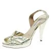Oscar De La Renta Metallic Gold Embossed Python Leather Knot Sandals Size 38 For Women -Oscar de la Renta Sales Shop luxury women oscar de la rentaslug used shoes p178080 003