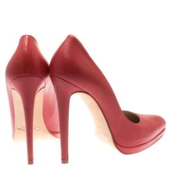 Oscar De La Renta Red Leather Pointed Toe Pumps Size 40.5 For Women -Oscar de la Renta Sales Shop luxury women oscar de la rentaslug used shoes p184061 002