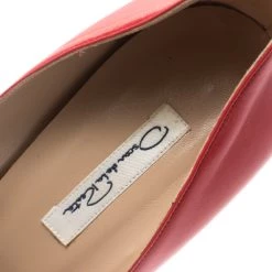Oscar De La Renta Red Leather Pointed Toe Pumps Size 40.5 For Women -Oscar de la Renta Sales Shop luxury women oscar de la rentaslug used shoes p184061 004