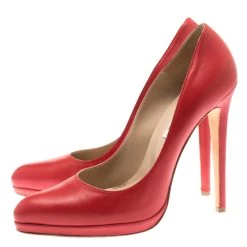 Oscar De La Renta Red Leather Pointed Toe Pumps Size 40.5 For Women -Oscar de la Renta Sales Shop luxury women oscar de la rentaslug used shoes p184061 007