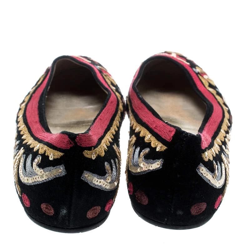 Oscar De La Renta Multicolor Suede And Lace Sequin Embellished Ballet Flats Size 36 For Women 7 Oscar De La Renta Multicolor Suede And Lace Sequin Embellished Ballet Flats Size 36 For Women - Image 5