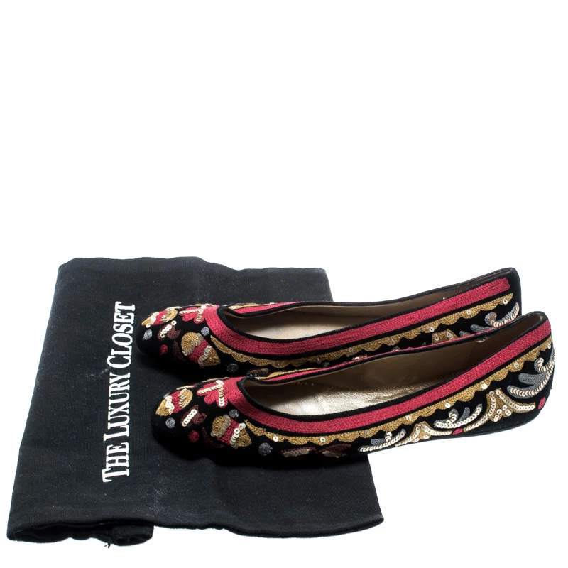 Oscar De La Renta Multicolor Suede And Lace Sequin Embellished Ballet Flats Size 36 For Women 10 Oscar De La Renta Multicolor Suede And Lace Sequin Embellished Ballet Flats Size 36 For Women - Image 8