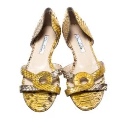 Oscar De La Renta Yellow Python Flat Sandals Size 36 For Women -Oscar de la Renta Sales Shop luxury women oscar de la rentaslug used shoes p193287 006