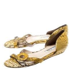 Oscar De La Renta Yellow Python Flat Sandals Size 36 For Women -Oscar de la Renta Sales Shop luxury women oscar de la rentaslug used shoes p193287 007