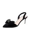 Oscar De La Renta Black Glitter Fabric Samie Bow Slingback Sandals Size 40 For Women -Oscar de la Renta Sales Shop luxury women oscar de la rentaslug used shoes p208899 005