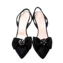 Oscar De La Renta Black Glitter Fabric Samie Bow Slingback Sandals Size 40 For Women 13 Oscar De La Renta Black Glitter Fabric Samie Bow Slingback Sandals Size 40 For Women -Oscar de la Renta Sales Shop luxury women oscar de la rentaslug used shoes p208899 008