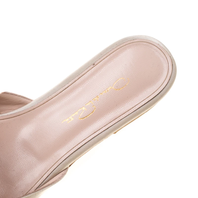 Oscar De La Renta Beige Embellished Satin Calista Flat Mules Size 41 For Women 9 Oscar De La Renta Beige Embellished Satin Calista Flat Mules Size 41 For Women - Image 7
