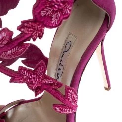 Oscar De La Renta Pink Suede Tatum Embellished T-Strap Sandals Size 37 For Women -Oscar de la Renta Sales Shop luxury women oscar de la rentaslug used shoes p242004 005