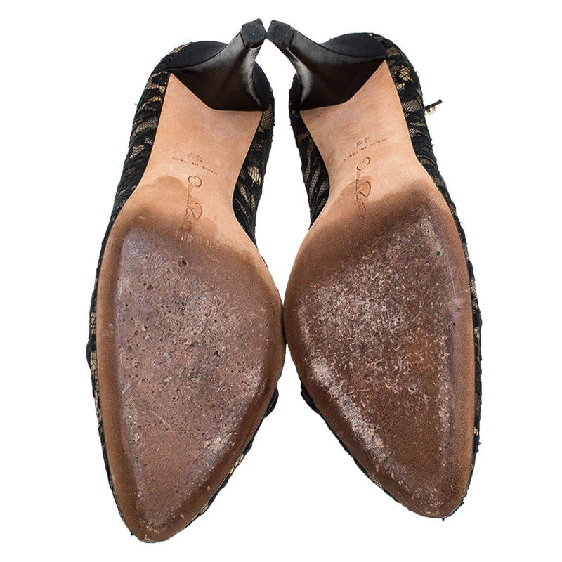 Oscar De La Renta Black Lace Cut Out V Neck Pumps Size 39 For Women 8 Oscar De La Renta Black Lace Cut Out V Neck Pumps Size 39 For Women - Image 6