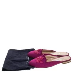 Oscar De La Renta Pink Canvas Flat Mules Size 40 For Women -Oscar de la Renta Sales Shop luxury women oscar de la rentaslug used shoes p247714 002