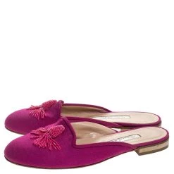 Oscar De La Renta Pink Canvas Flat Mules Size 40 For Women -Oscar de la Renta Sales Shop luxury women oscar de la rentaslug used shoes p247714 003