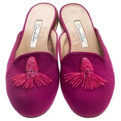 Oscar De La Renta Pink Canvas Flat Mules Size 40 For Women -Oscar de la Renta Sales Shop luxury women oscar de la rentaslug used shoes p247714 004