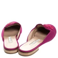 Oscar De La Renta Pink Canvas Flat Mules Size 40 For Women -Oscar de la Renta Sales Shop luxury women oscar de la rentaslug used shoes p247714 005