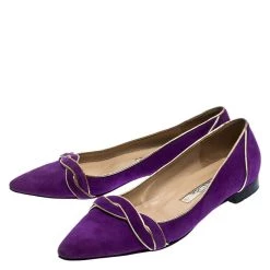 Oscar De La Renta Purple Twisted Suede Pointed Toe Ballets Flats Size 37.5 For Women -Oscar de la Renta Sales Shop luxury women oscar de la rentaslug used shoes p249149 001