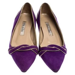 Oscar De La Renta Purple Twisted Suede Pointed Toe Ballets Flats Size 37.5 For Women -Oscar de la Renta Sales Shop luxury women oscar de la rentaslug used shoes p249149 002