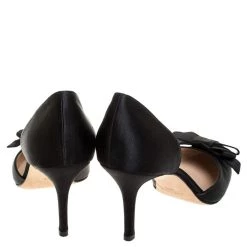 Oscar De La Renta Black Satin Bow Heel Pumps Size 38.5 For Women -Oscar de la Renta Sales Shop luxury women oscar de la rentaslug used shoes p255557 008