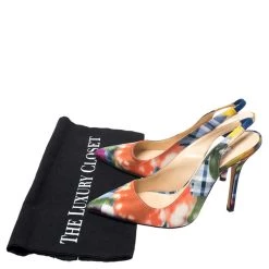 Oscar De La Renta Multicolor Abstract Print Satin Pointed Toe Sandals Size 36 For Women -Oscar de la Renta Sales Shop luxury women oscar de la rentaslug used shoes p258004 001