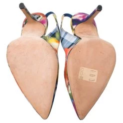 Oscar De La Renta Multicolor Abstract Print Satin Pointed Toe Sandals Size 36 For Women -Oscar de la Renta Sales Shop luxury women oscar de la rentaslug used shoes p258004 005