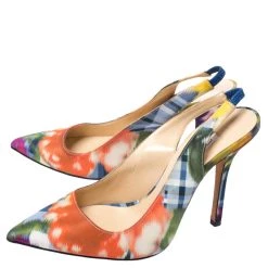Oscar De La Renta Multicolor Abstract Print Satin Pointed Toe Sandals Size 36 For Women -Oscar de la Renta Sales Shop luxury women oscar de la rentaslug used shoes p258004 006