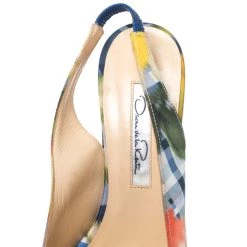 Oscar De La Renta Multicolor Abstract Print Satin Pointed Toe Sandals Size 36 For Women -Oscar de la Renta Sales Shop luxury women oscar de la rentaslug used shoes p258004 009