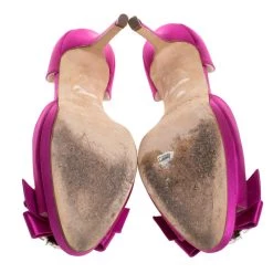 Oscar De La Renta Pink Satin Embellished Bow D'Orsay Open Toe Pumps Size 39 For Women -Oscar de la Renta Sales Shop luxury women oscar de la rentaslug used shoes p261499 001