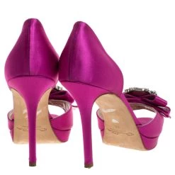 Oscar De La Renta Pink Satin Embellished Bow D'Orsay Open Toe Pumps Size 39 For Women -Oscar de la Renta Sales Shop luxury women oscar de la rentaslug used shoes p261499 002