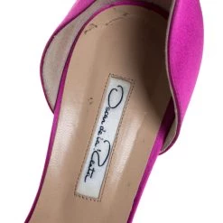 Oscar De La Renta Pink Satin Embellished Bow D'Orsay Open Toe Pumps Size 39 For Women -Oscar de la Renta Sales Shop luxury women oscar de la rentaslug used shoes p261499 004