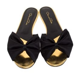 Oscar De La Renta Black Satin Mia Flat Slides Size 40 For Women -Oscar de la Renta Sales Shop luxury women oscar de la rentaslug used shoes p272919 003